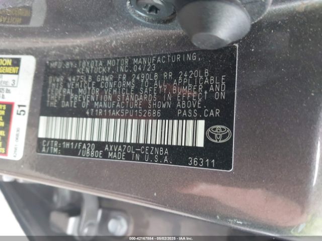 4T1R11AK5PU152686 Toyota CAMRY LE
