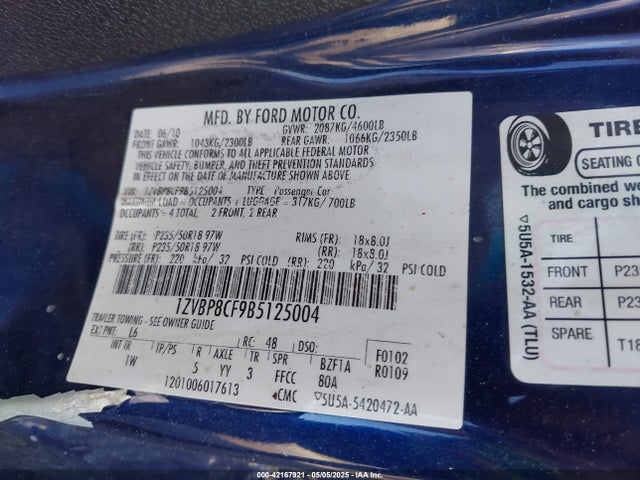 Продаж на аукціоні авто 2011 Ford Mustang Gt, vin: 1ZVBP8CF9B5125004, номер лоту: 42167921