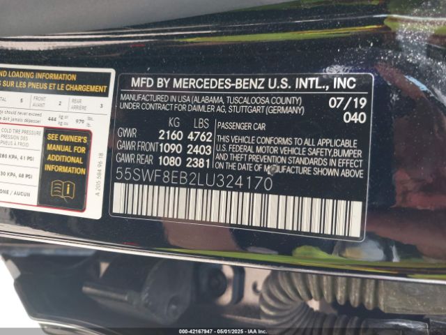 2020 MERCEDES-BENZ C 300 55SWF8EB2LU324170 Photo 8