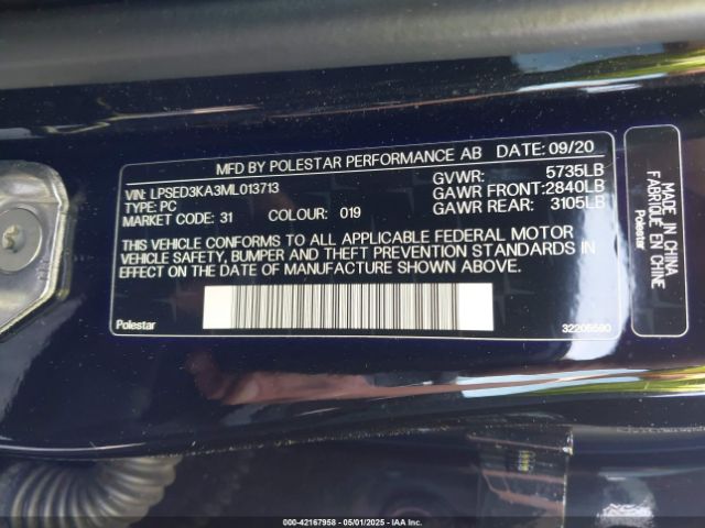 2021 POLESTAR 2 LPSED3KA3ML013713 Photo 8