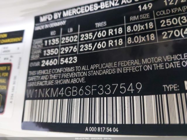 W1NKM4GB6SF337549 Mercedes-Benz Glc 300 Suv