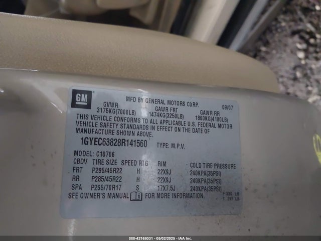 2008 CADILLAC ESCALADE 1GYEC63828R141560 Photo 8