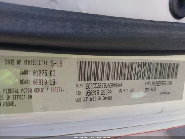 2C3CDZBT9JH300604 Dodge Challenger R/t Plus