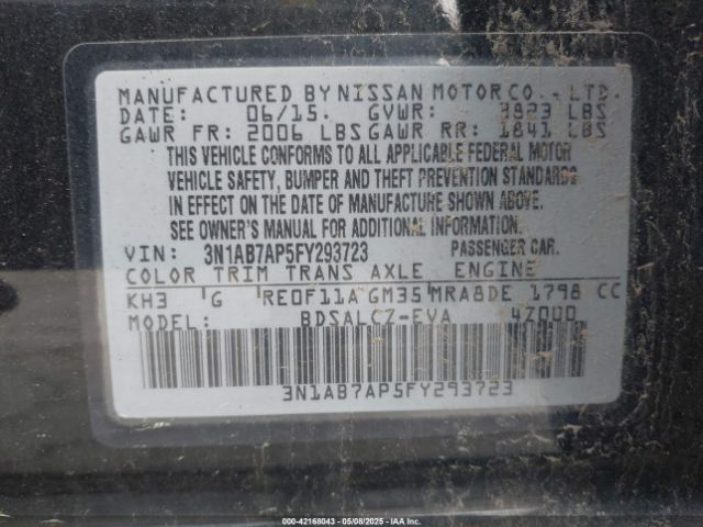 3N1AB7AP5FY293723 Nissan SENTRA S