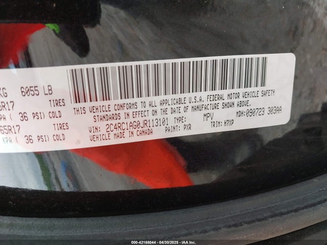 2C4RC1AG0JR113101 Chrysler PACIFICA L