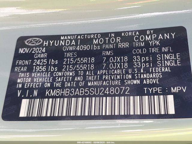 KM8HB3AB5SU248072 Hyundai Kona Sel