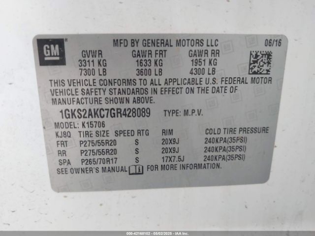 2016 GMC YUKON 1GKS2AKC7GR428089 Photo 8