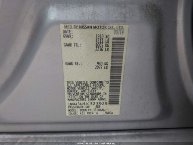 1N4AL3AP1EC323929 Nissan ALTIMA 2.5