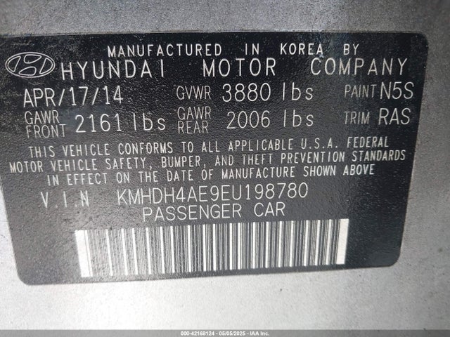 Hyundai ELANTRA SE 2014 KMHDH4AE9EU198780 Image 9