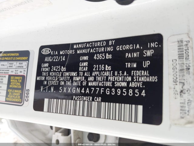 5XXGN4A77FG395854 KIA dohc gdi theta ii