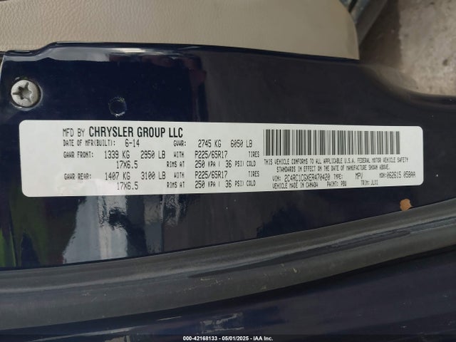 2C4RC1CGXER470420 Chrysler Town & Country Touring-l 30th Anniversary