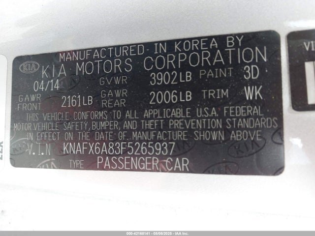 KNAFX6A83F5265937 KIA Forte Koup Ex