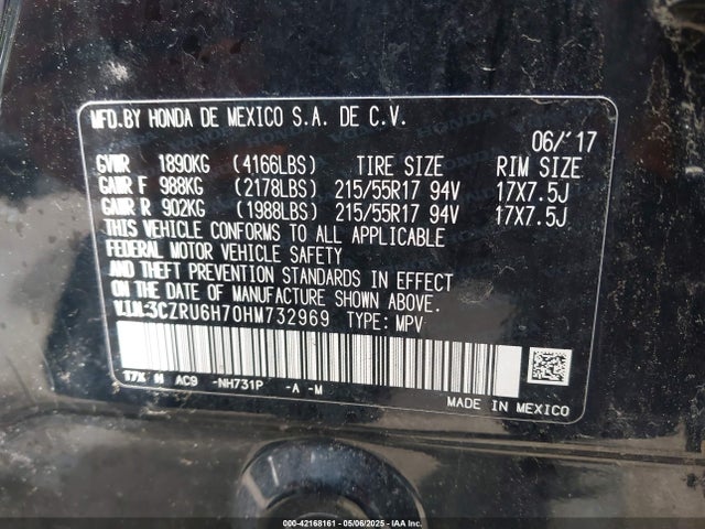 3CZRU6H70HM732969 Honda Hr-v Ex-l