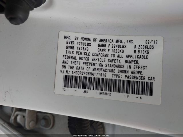 1HGCR2F35HA171916 Honda ACCORD LX