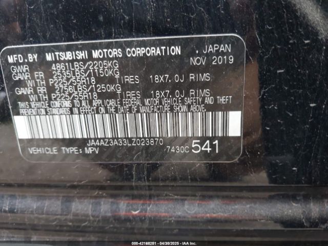 JA4AZ3A33LZ023870 Mitsubishi Outlander Sel 2.4 S-awc