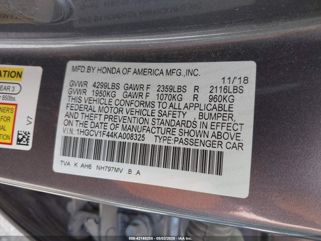 1HGCV1F44KA008325 Honda l15be