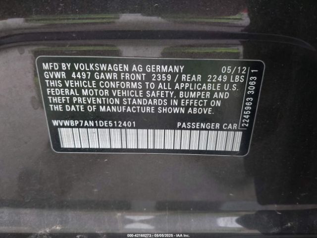 2013 VOLKSWAGEN CC WVWBP7AN1DE512401 Photo 8