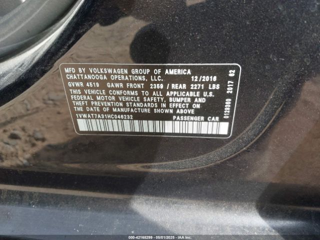 2017 VOLKSWAGEN PASSAT 1VWAT7A31HC046232 Photo 8