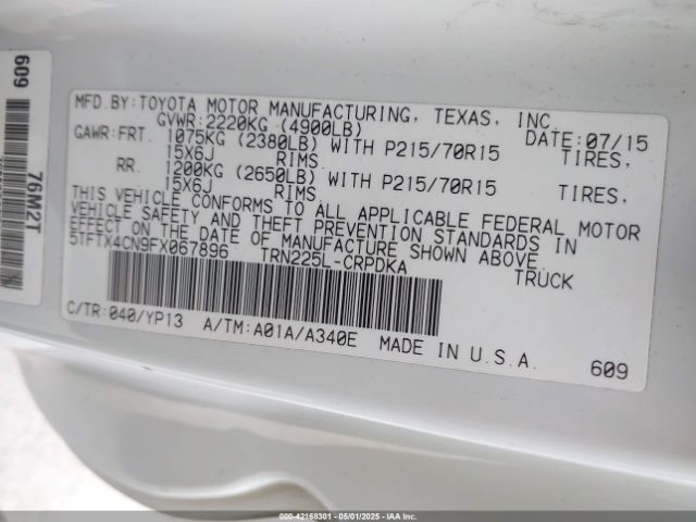5TFTX4CN9FX067896 Toyota Tacoma