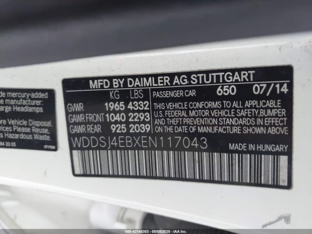 WDDSJ4EBXEN117043 Mercedes-Benz CLA 250