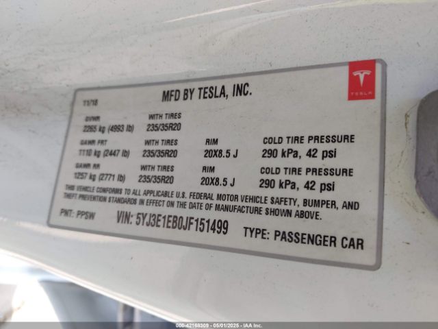 5YJ3E1EB0JF151499 Tesla 2018
