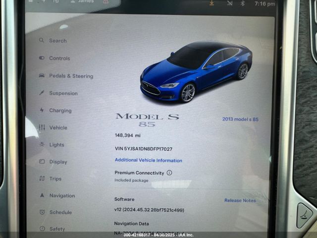 2013 TESLA MODEL S 5YJSA1DN8DFP17027 Photo 6
