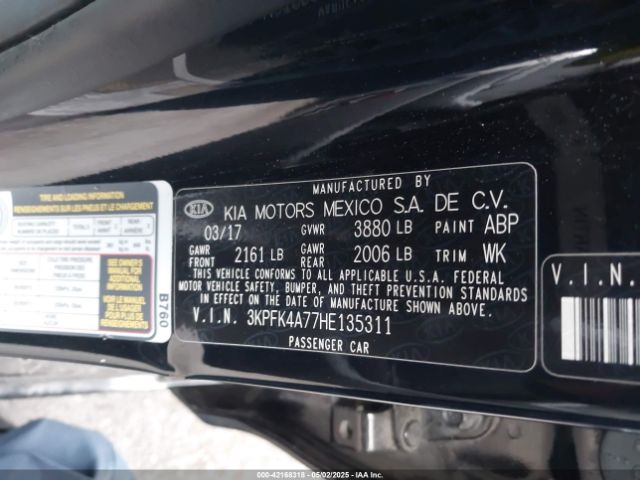 3KPFK4A77HE135311 KIA FORTE LX