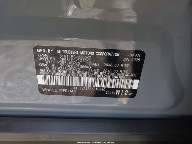 2025 MITSUBISHI OUTLANDER JA4J3VA87SZ018890 Photo 8