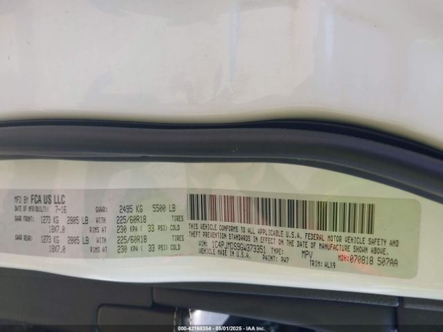 1C4PJMDS9GW373351 Jeep Cherokee Limited
