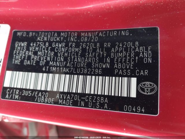 4T1M11AK7LU382296 Toyota CAMRY SE