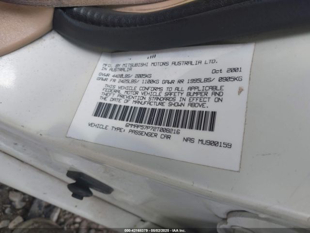2002 MITSUBISHI DIAMANTE 6MMAP57P72T008216 Photo 8