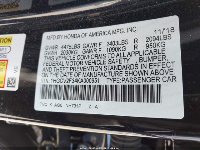 1HGCV2F34KA000951 Honda Accord Sport 2.0t