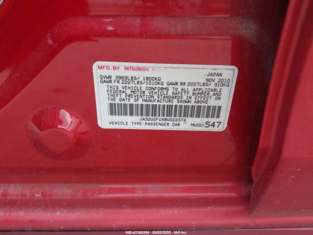 2011 MITSUBISHI LANCER JA32U2FUXBU022374 Photo 8