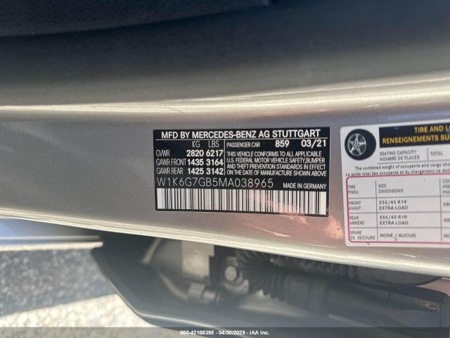 W1K6G7GB5MA038965 Mercedes-Benz S 580 4matic