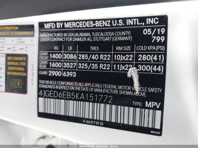 4JGED6EB5KA151772 Mercedes-Benz Amg Gle 43 Coupe 4matic