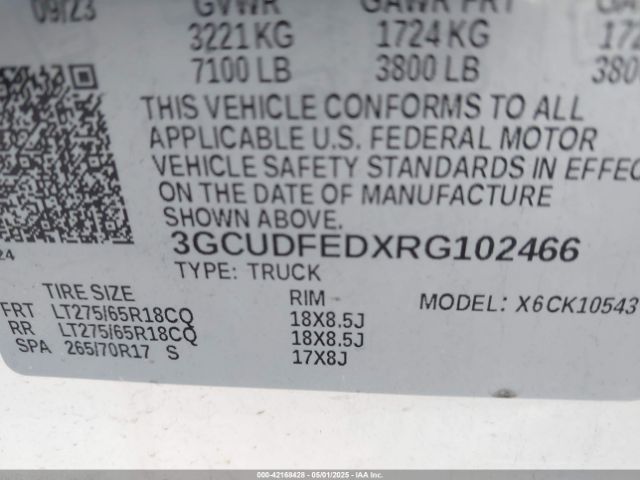 3GCUDFEDXRG102466 Chevrolet Silverado 1500 4wd  Short Bed Lt Trail Boss