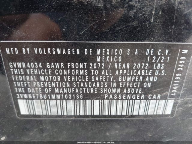 3VWN57BU1MM103136 Volkswagen Jetta 1.4t R-line/1.4t S