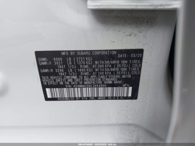 4S4WMACDXL3464866 Subaru Ascent Premium