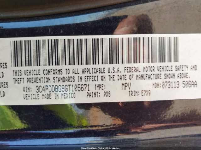 3C4PDDBG9GT105671 Dodge Journey Sxt