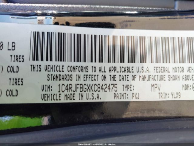 2019 JEEP GRAND CHEROKEE 1C4RJFBGXKC842475 Photo 8
