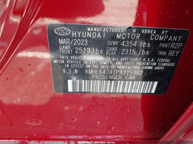 KMHL64JA1PA315982 Hyundai SONATA SEL