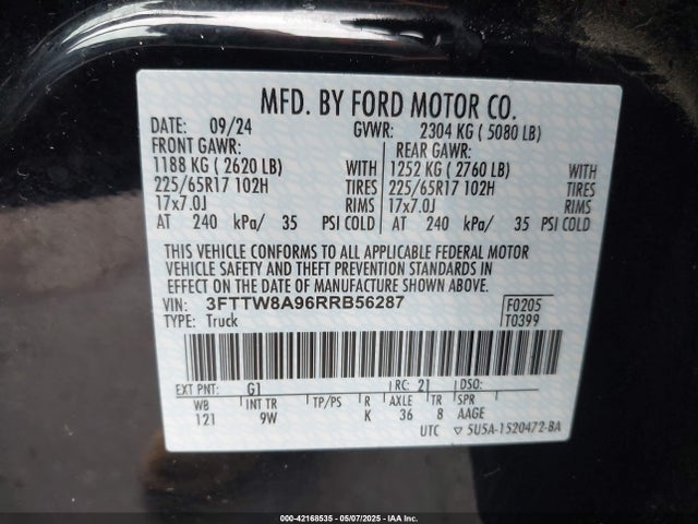 3FTTW8A96RRB56287 Ford Maverick Xl