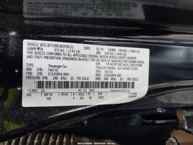 1FADP3K26JL282549 Ford 2.0l gdi