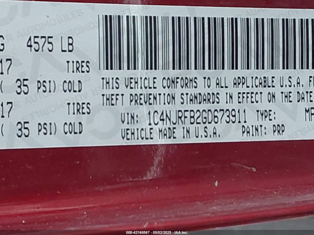 1C4NJRFB2GD673911 Jeep Patriot High Altitude Edition