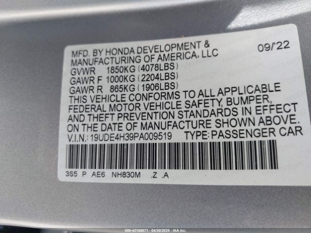 19UDE4H39PA009519 Acura Integra A-spec