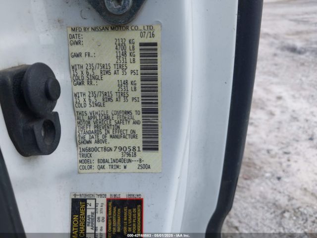 1N6BD0CT8GN790581 Nissan FRONTIER S