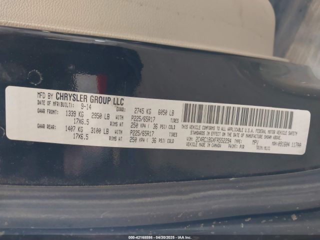 2C4RC1BGXFR552294 Chrysler Town & Country Touring