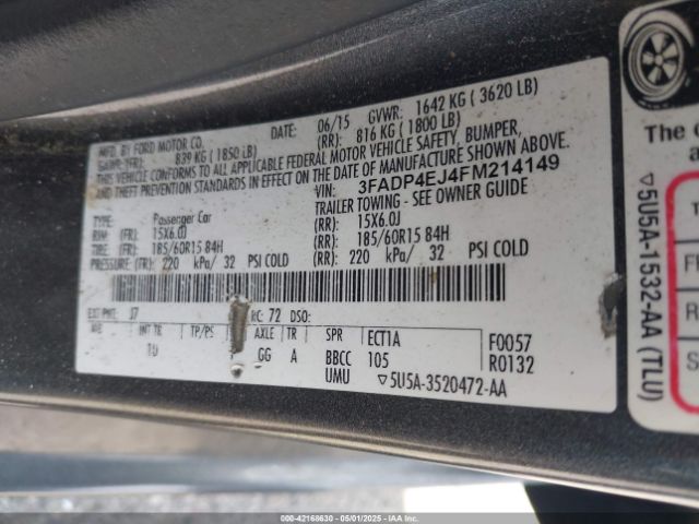 3FADP4EJ4FM214149 Ford FIESTA SE