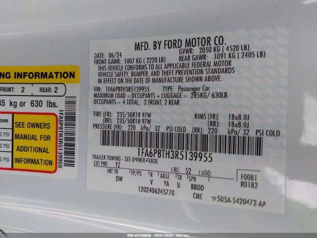 Ford 4v 2024 1FA6P8TH3R5139955 Image 9
