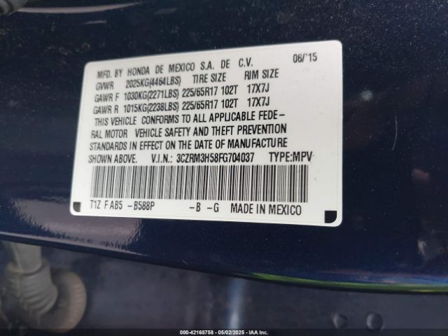 3CZRM3H58FG704037 Honda CR-V EX